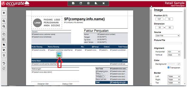 Menampilkan Gambar Barang & Jasa di Desain Cetakan Accurate