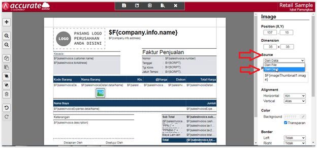 Menampilkan Gambar Barang & Jasa di Desain Cetakan Accurate