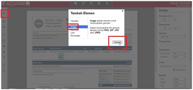 Menampilkan Gambar Barang & Jasa di Desain Cetakan Accurate