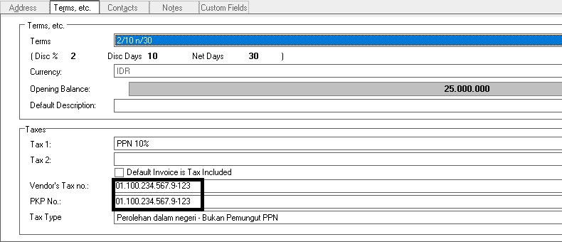 Menampilkan NPWP Pemasok di Purchase Return Accurate