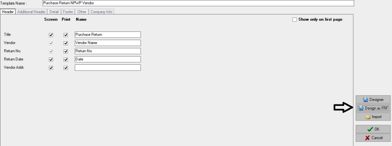 Menampilkan NPWP Pemasok di Purchase Return Accurate