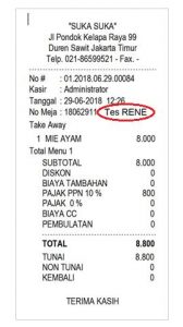 Menampilkan Nama Pelanggan di Transaksi Take Away RENE