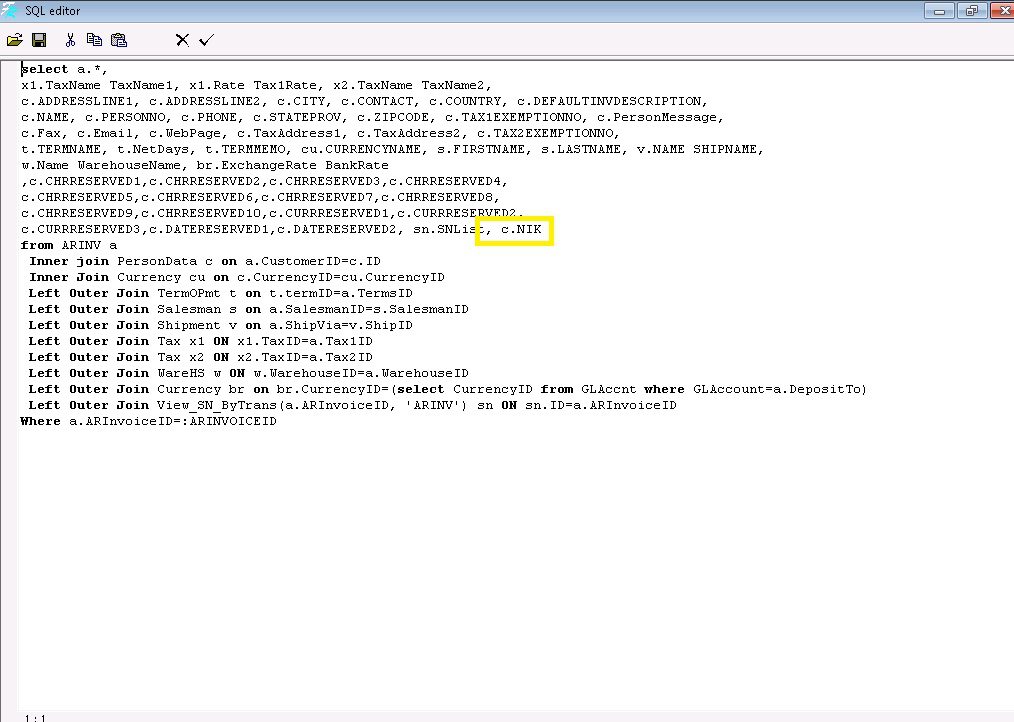 Menampilkan Nomor NIK di Preview Sales Invoice Accurate
