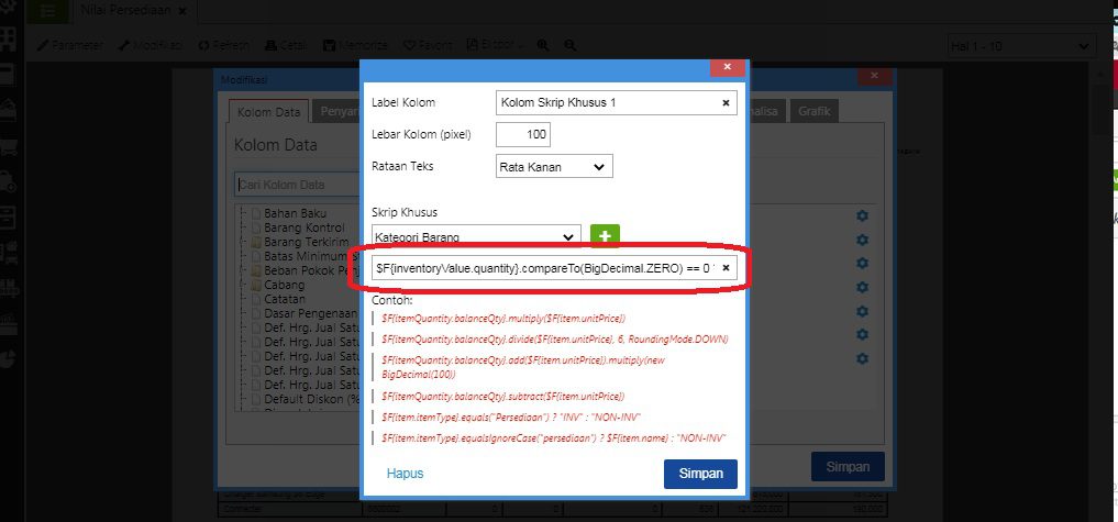 Menampilkan Rumus Skrip Harga Satuan di Accurate Online