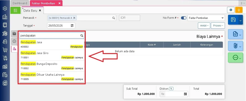Mencatat Biaya Yang Mengurangi Nilai Faktur Accurate Online 3