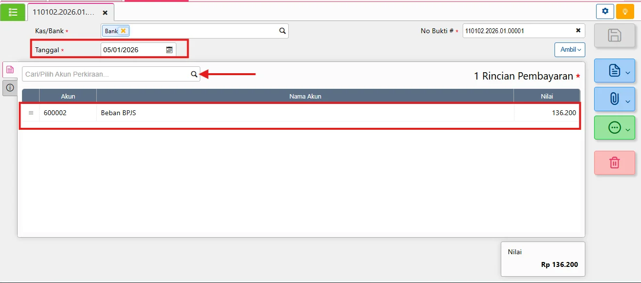 Mencatat Pembayaran BPJS di Awal Bulan di Accurate Online