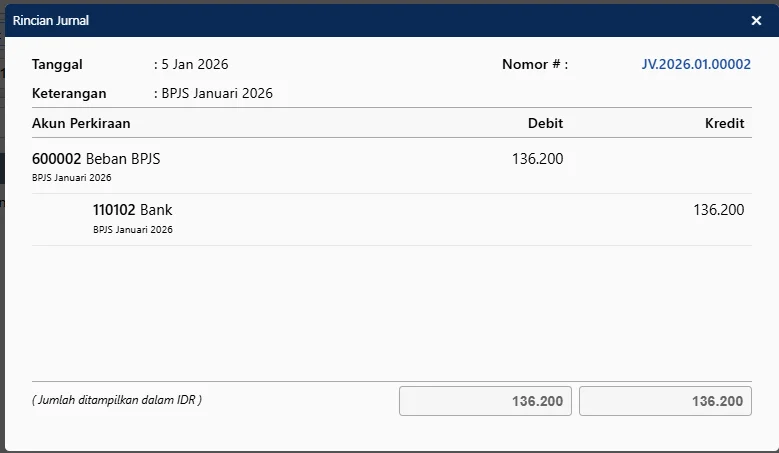 Mencatat Pembayaran Bpjs Di Awal Bulan Pada Accurate Online 2
