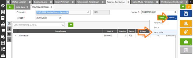 Mencatat Uang Muka Pembelian Barang di Accurate Online