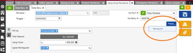 Mencatat Uang Muka Pembelian Barang di Accurate Online