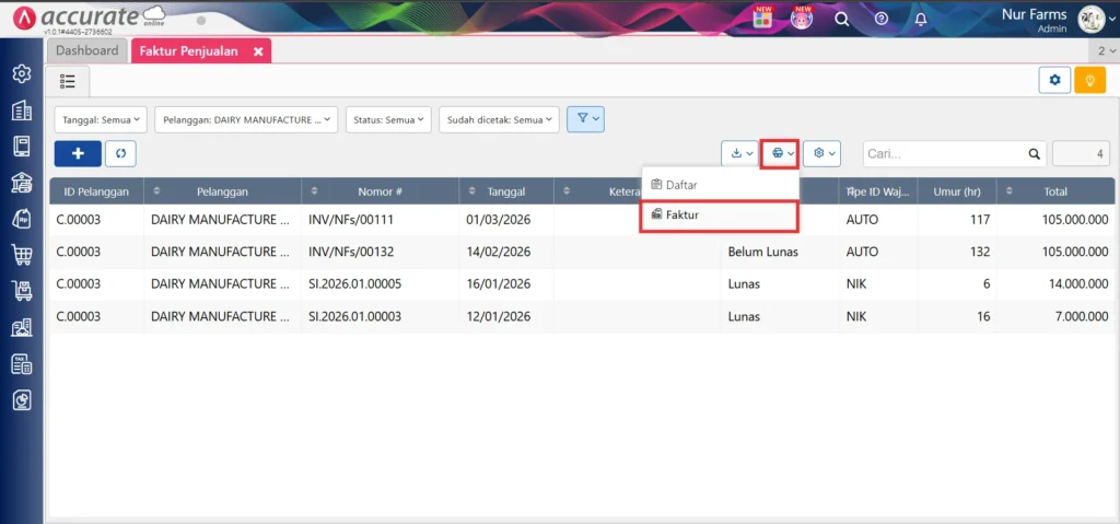 Mencetak Faktur Penjualan Secara Masal Di Accurate Online 3
