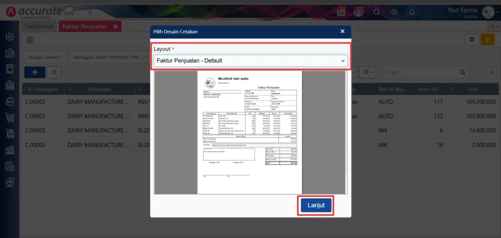 Mencetak Faktur Penjualan Secara Masal Di Accurate Online 5