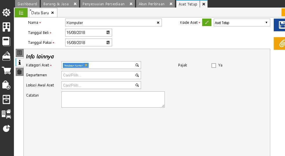 Mengakui Persediaan sebagai Aset Tetap di Accurate Online