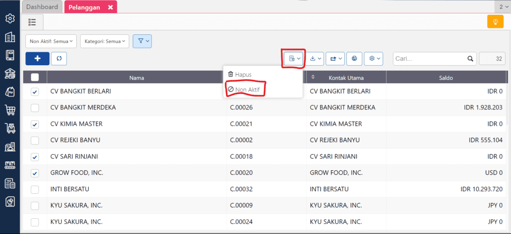 Menonaktifkan Pelanggan Sekaligus Banyak di Accurate Online