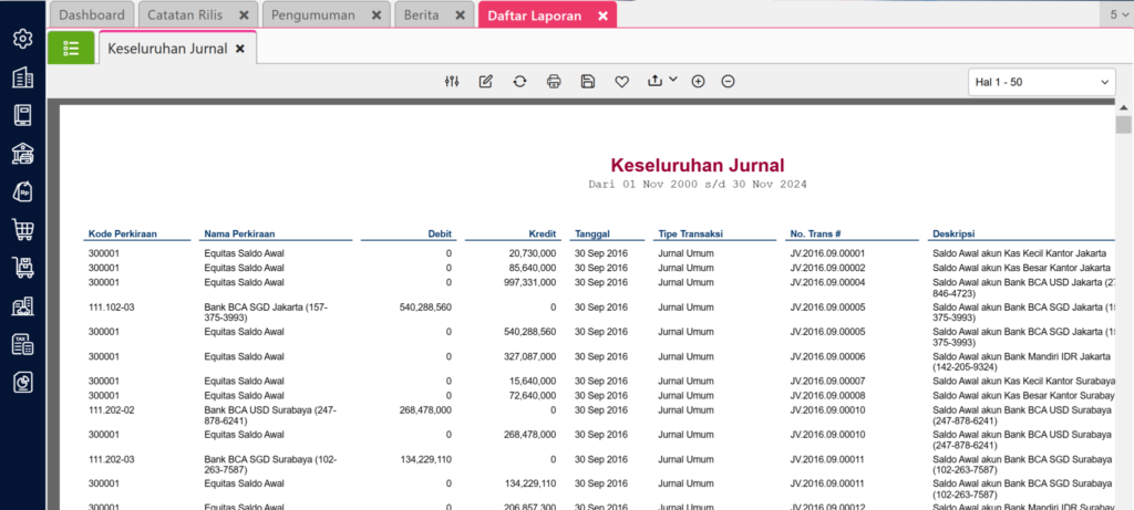Merubah Tampilan Laporan Keseluruhan Jurnal Accurate Online