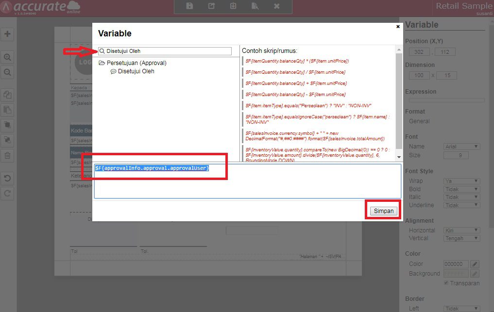 Nama Penyetuju Transaksi Faktur Penjualan Accurate Online