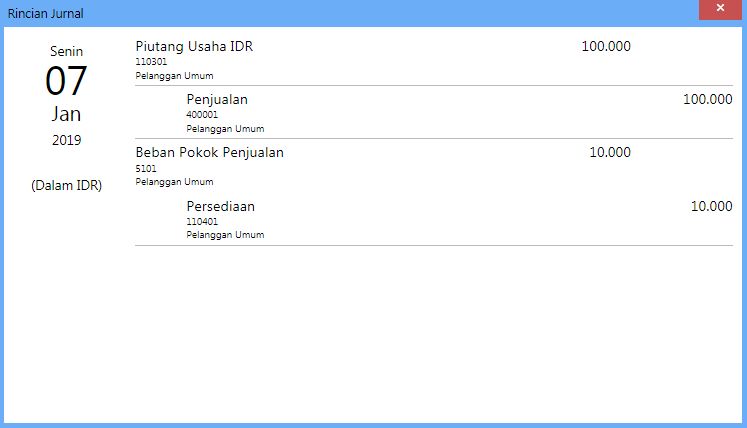 Nilai Beban Pokok Penjualan Nol di Jurnal Accurate Online