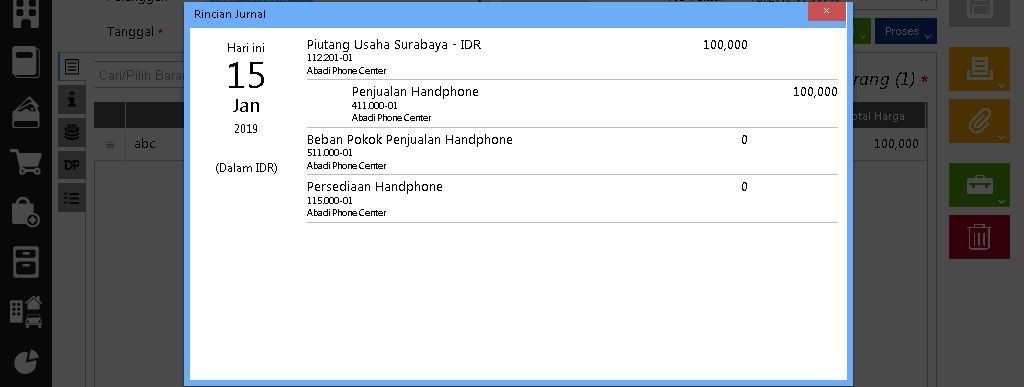 Nilai Beban Pokok Penjualan Nol di Jurnal Accurate Online