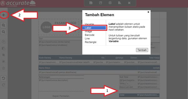 Nilai Uang Muka Pembelian di Cetakan Faktur Accurate Online