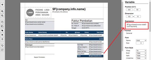 Nilai Uang Muka Pembelian di Cetakan Faktur Accurate Online