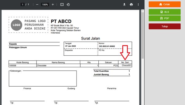 Nomor Seri Barang di Pengiriman Pesanan Accurate Online