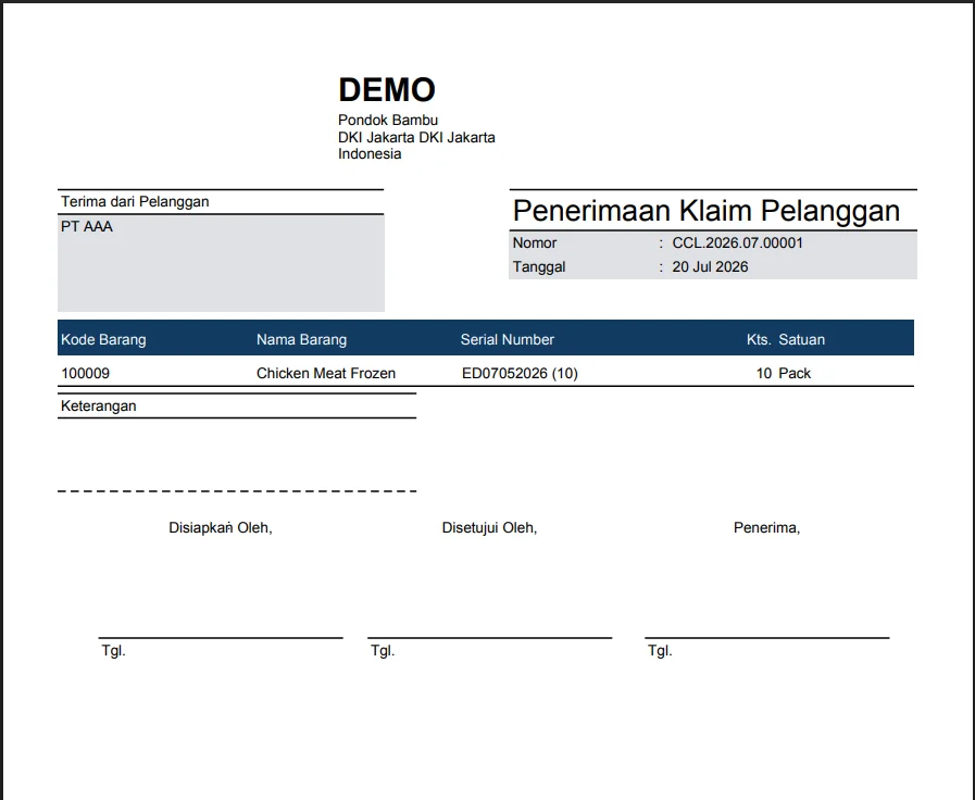 Nomor Seri Di Cetakan Klaim Pelanggan Accurate Online 5