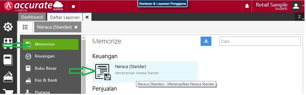 Panduan Ekspor Laporan Memorize pada Accurate Online