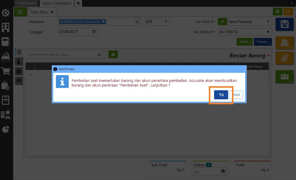 Pembelian Aset Tetap dengan Cicilan di Accurate Online