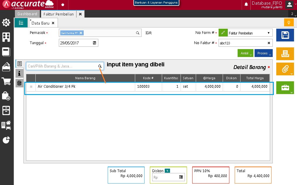 Pembelian Barang Dengan Biaya Tambahan di Accurate Online