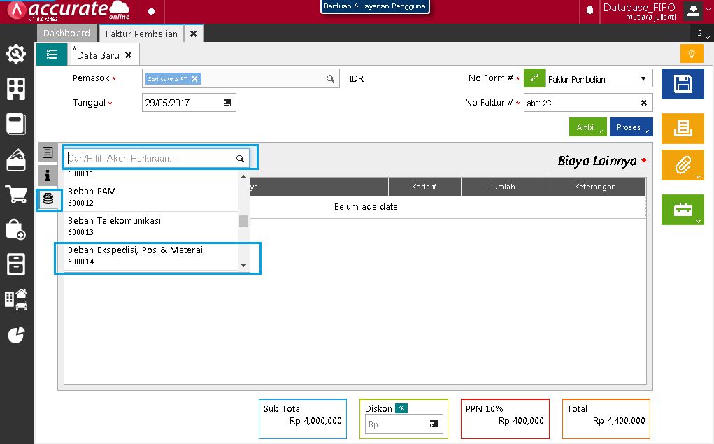 Pembelian Barang Dengan Biaya Tambahan di Accurate Online