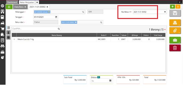 Pengembalian Barang di RENE menjadi Retur Penjualan