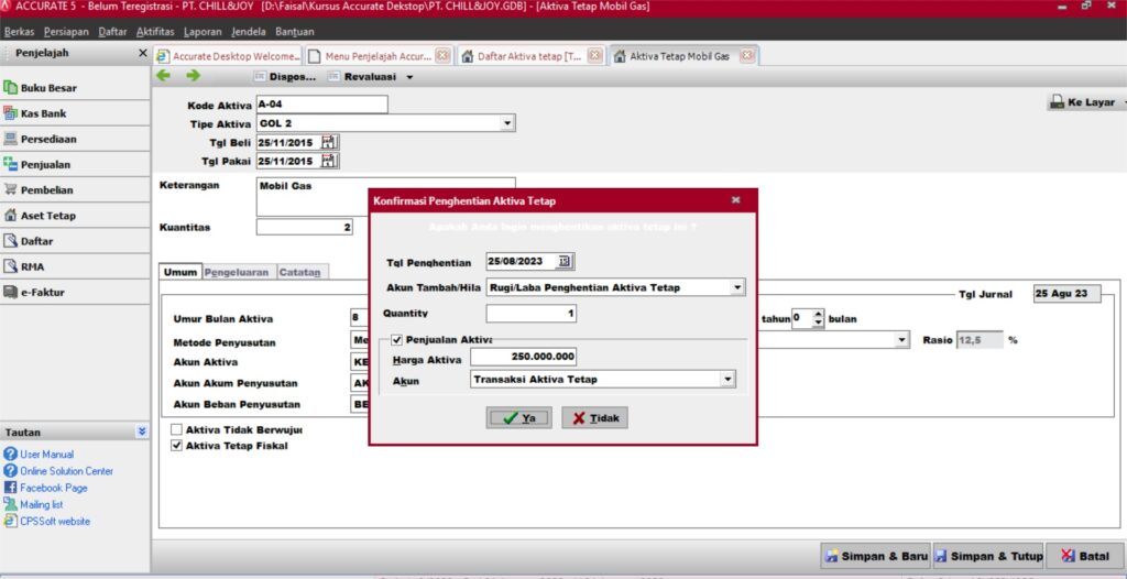 Penjualan Aktiva Tetap Melalui Invoice pada Accurate