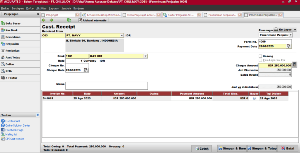 Penjualan Aktiva Tetap Melalui Invoice pada Accurate