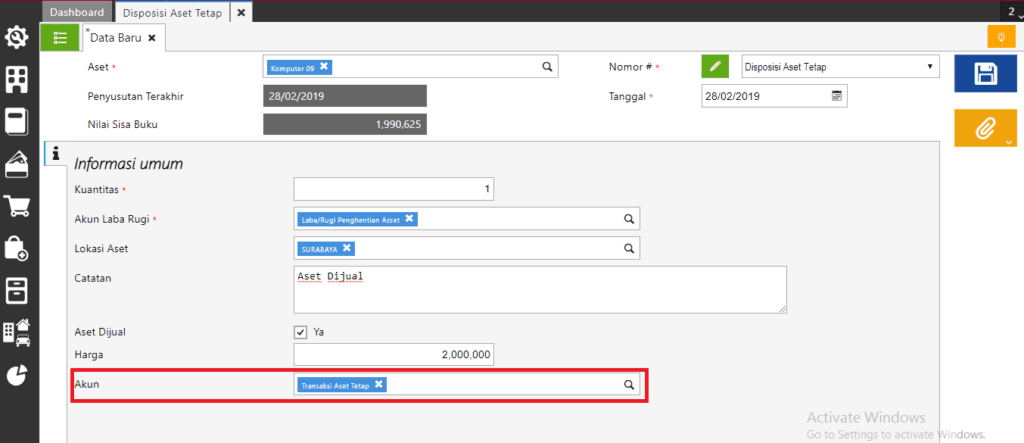 Penjualan Aset Kena PPN dan Tidak Tunai di Accurate Online