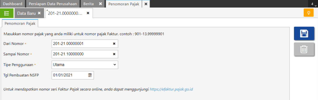 Penomoran Pajak Accurate Online