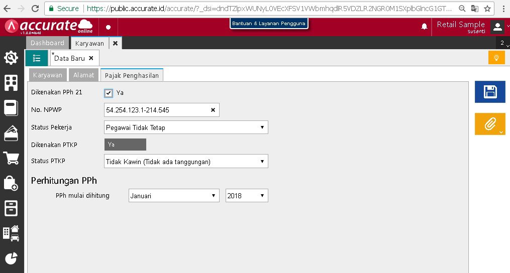 Perhitungan PPh Pegawai Tidak Tetap di Accurate Online