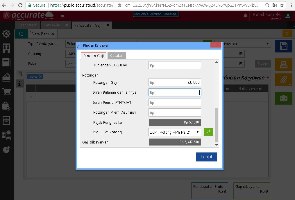 Perhitungan PPh Pegawai Tidak Tetap di Accurate Online