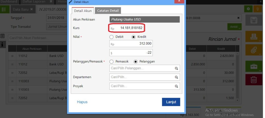 Perhitungan Selisih Kurs Mata Uang Asing di Accurate Online
