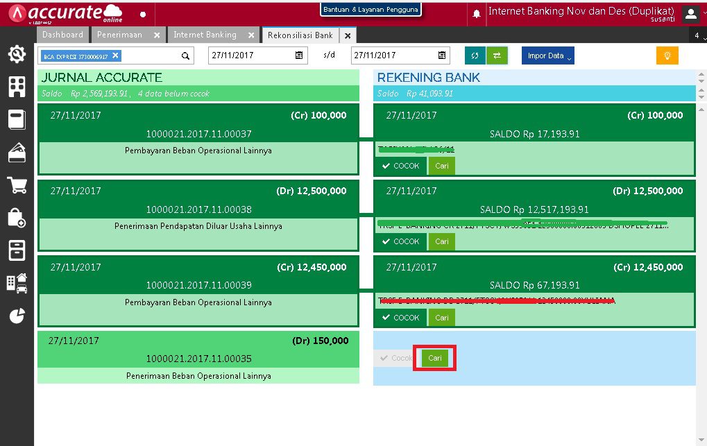 Rekonsiliasi Lebih Dari Mutasi Bank di Accurate Online