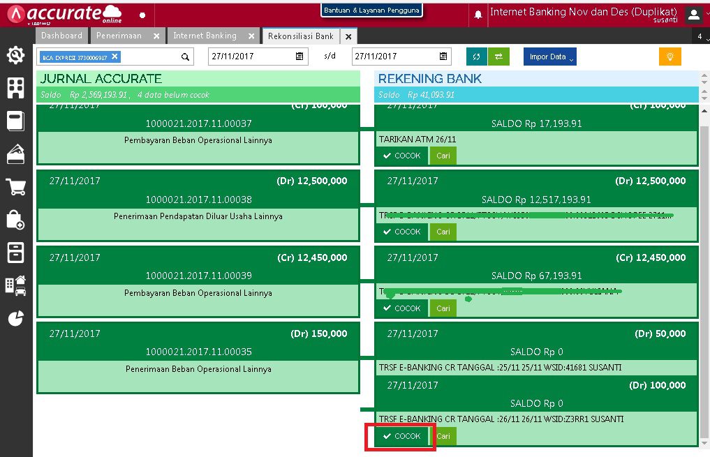 Rekonsiliasi Lebih Dari Mutasi Bank di Accurate Online