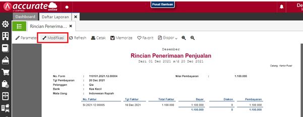 Rentang Penerimaan Penjualan di Laporan Accurate Online