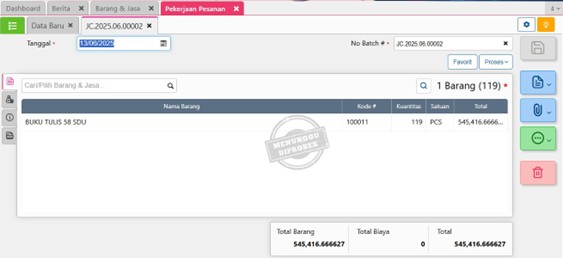 Salah dalam memberikan nama unit satuan pada master barang dan jasa yang sudah pernah digunakan transaksi
