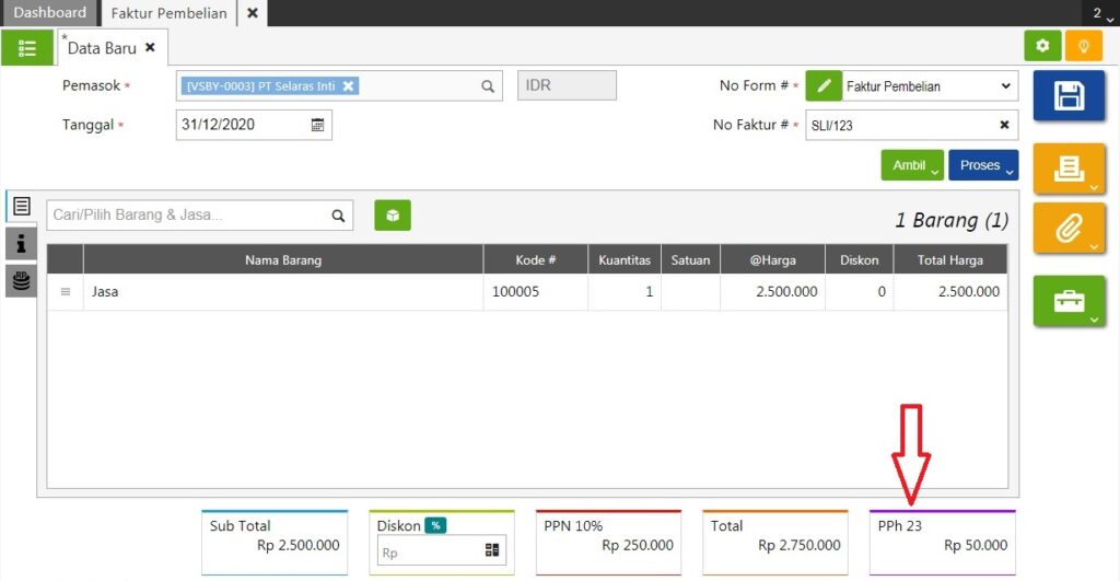 Saldo Awal Hutang dengan PPh di Accurate Online