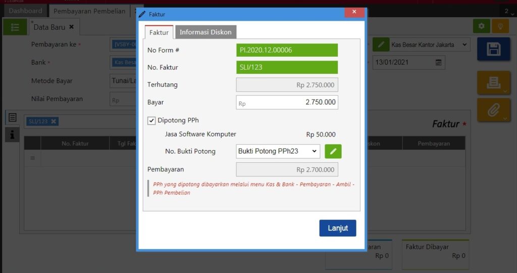 Saldo Awal Hutang dengan PPh di Accurate Online