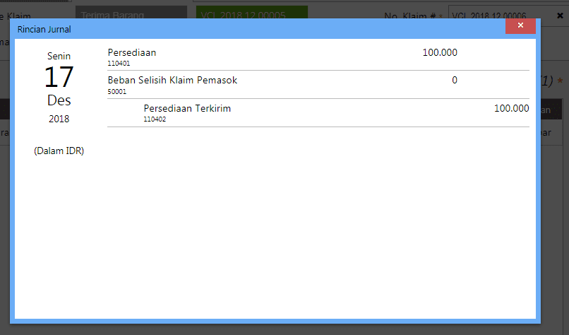 Selisih Nilai Persediaan di Klaim Pemasok Accurate Online