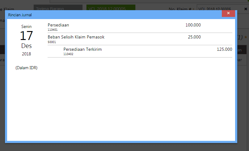 Selisih Nilai Persediaan di Klaim Pemasok Accurate Online