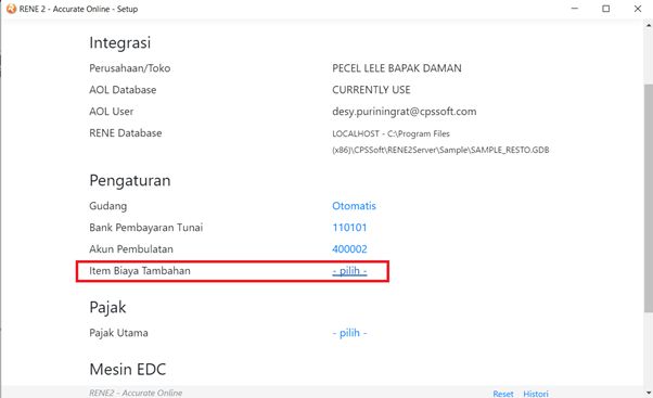 Sinkronisasi Service Charge di RENE ke Accurate Online