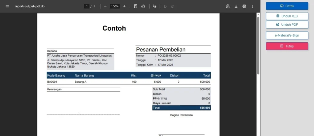 Tampilan Cetakan Transaksi Kurang Rapi Di Accurate Online 2