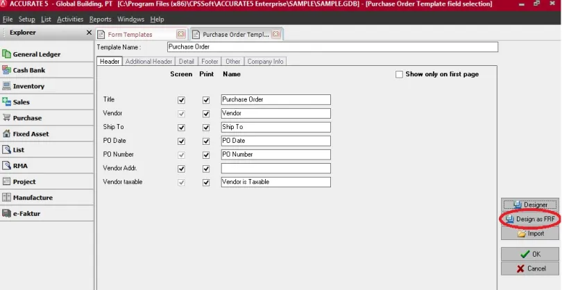 Tanggal dan Jam Input Transaksi di Preview PO Accurate