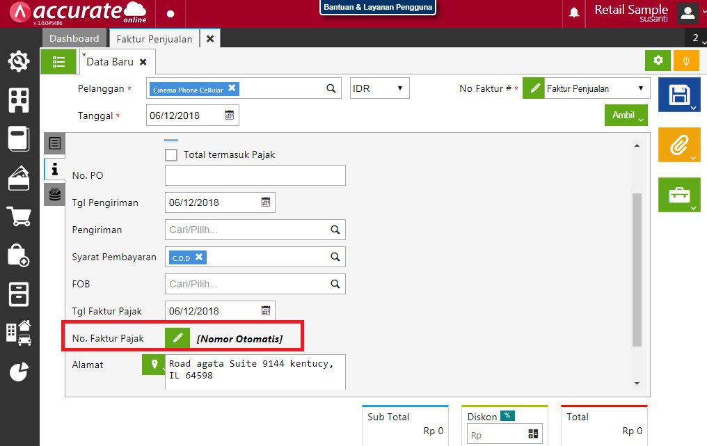 Tidak Menampilkan Nomor Faktur Pajak di Accurate Online