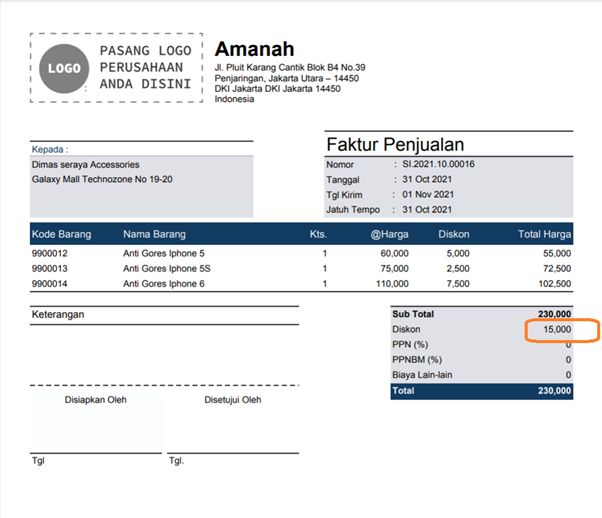 Total Diskon di Footer Faktur Penjualan Accurate Online